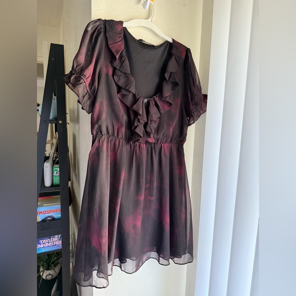 NWOT Disturbia Vesta Chiffon Ruffle Mini Dress 🩸 - Picture 6 of 9